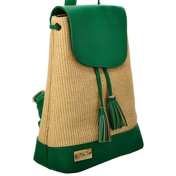 Surell Accessories Paper Straw Backpack, Brown - Picture 3 of 4